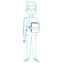 young man with school bag avatar character vector illustration design