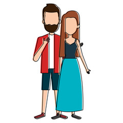 lovers couple avatars characters vector illustration design