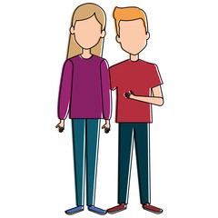 lovers couple avatars characters vector illustration design