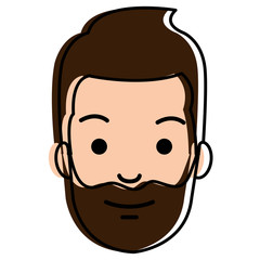 young man head avatar character vector illustration design