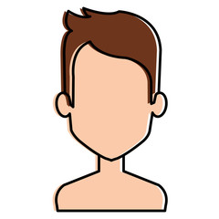 young man shirtless avatar character vector illustration design
