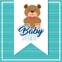 baby shower greeting card with teddy bear vector illustration graphic design