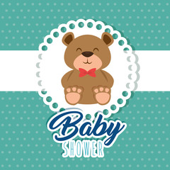 baby shower greeting card with teddy bear vector illustration graphic design