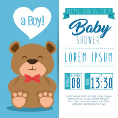 baby shower greeting card with teddy bear vector illustration graphic design