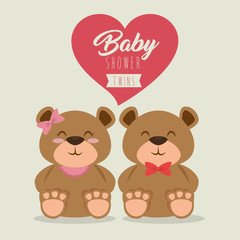 baby shower greeting card with teddy bear vector illustration graphic design