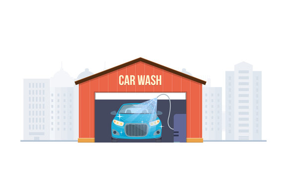 Car wash. Car washing service center full, self service facilities.
