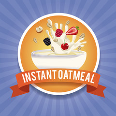 Instant oatmeal label icon vector illustration graphic design