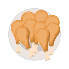 chicken thighs on dish in colorful silhouette on white background vector illustration