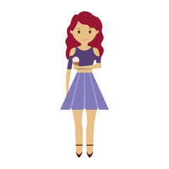 woman with red haired  with  ice cream cone vector illustration 