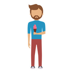 man   with  brown hair and ice cream cone  vector illustration