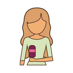 woman with light brown hair an ice cream vector illustration