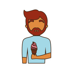 man   avatar with  ice cream  vector illustration