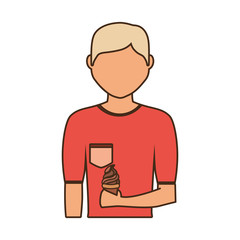 man   avatar with  ice cream  cone vector illustration