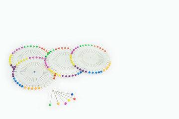 Push pins isolated on white background.