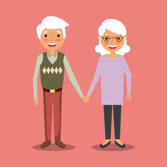 cute couple the old woman and man grandparents lovely vector illustration