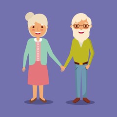 cute couple the old woman and man grandparents lovely vector illustration