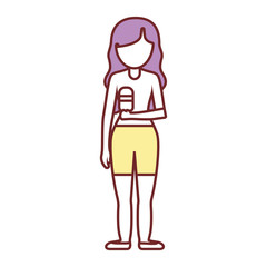 woman with  ice cream   vector illustration