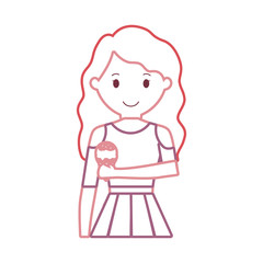 woman with  ice cream  cone   vector illustration