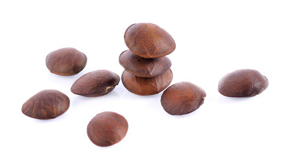 Roasted peanuts stars Inca on white background.