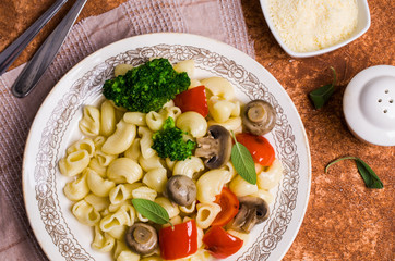 Traditional Italian pasta with vegetables