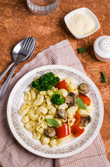 Traditional Italian pasta with vegetables