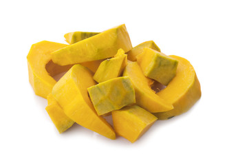 sliced pumpkin chunks isolated