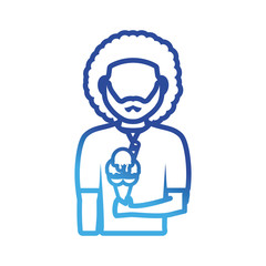 man with ice cream  scoops cone vector illustration