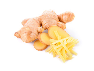 Fresh ginger on white background