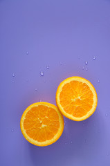 Fototapeta na wymiar Top view of Half Pieces Navel Orange