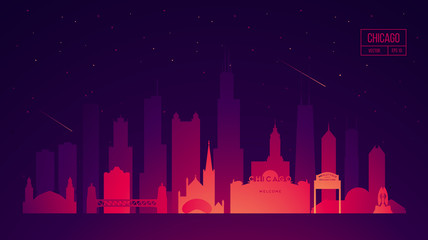 Chicago skyline buildings vector illustration