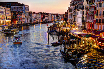 Painted Evening on the Grand Canal in HDR