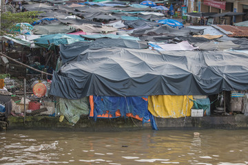 Market next to the river in Viet nam