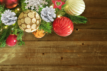 クリスマス背景素材-ナチュラルウッド