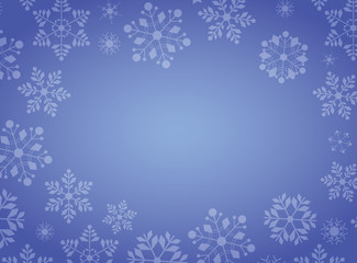 Fototapeta na wymiar Gradient blue winter snowflake border Christmas background