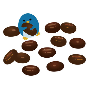 コーヒー豆チョコレートとペンギン