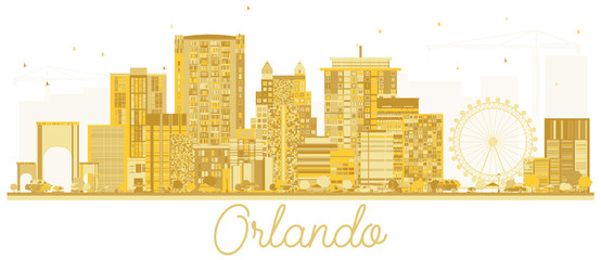 Orlando USA City skyline golden silhouette.