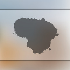 Lithuania map. Blurred background with silhouette of Lithuania map. Vector silhouette of Lithuania map