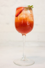 healthy drink. refreshing summer beverage. strawberry fruit cocktail background concept