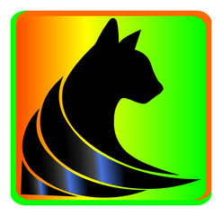 Black cat shiny logo on a colored background business vector isolated