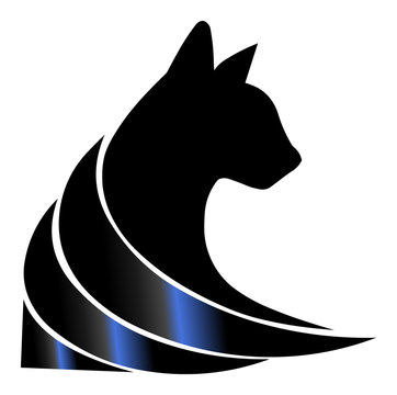 Black cat shiny business logo vector isolated