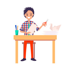 Origami Concept Banner with Man Makes Origami