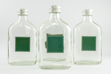 Glass bottle or  Water bottle over  on white background.- (Selective focus)