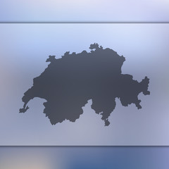 Switzerland map. Blurred background with silhouette of Switzerland map. Vector silhouette of Switzerland map