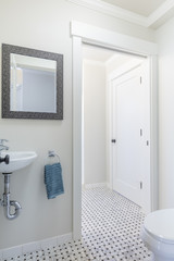 Bathroom sink with mirror.