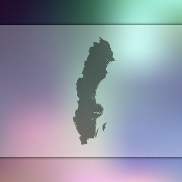 Sweden map. Blurred background with silhouette of Sweden map. Vector silhouette of Sweden map