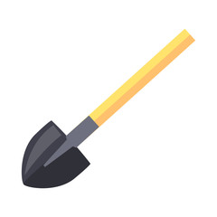 Shovel with Wooden Shaft Isolated Illustration