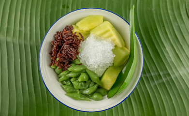Thai dessert, shaved ice.Thai style.- (Selective focus)