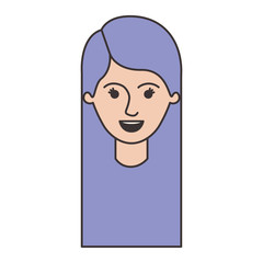 female face with long straight hair in colorful silhouette vector illustration
