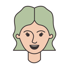 female face with short wavy hair in colorful silhouette vector illustration