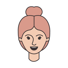 female face with collected hair in colorful silhouette vector illustration